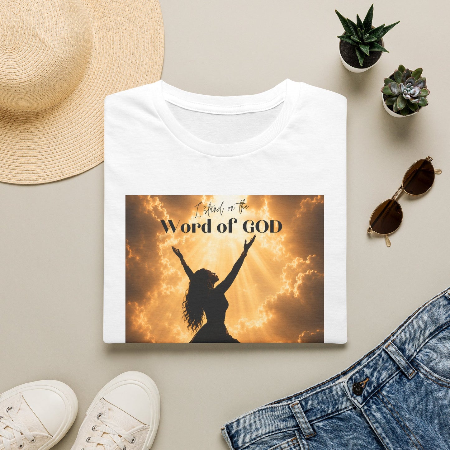 Faith Graphic T-Shirt — ‘I Stand on the Word of GOD’ Inspirational Praise Design