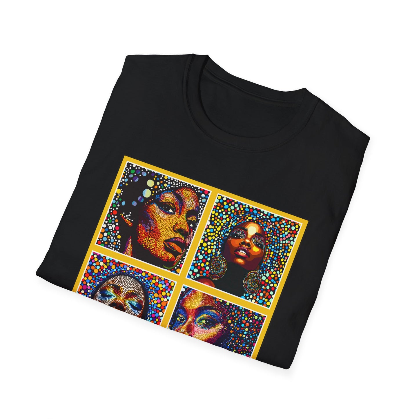 Faces of of Multi Color Softstyle T-Shirt