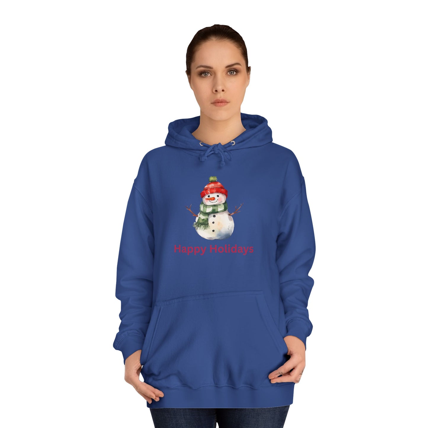 Happy Holidays Snowman Unisex College Hoodie