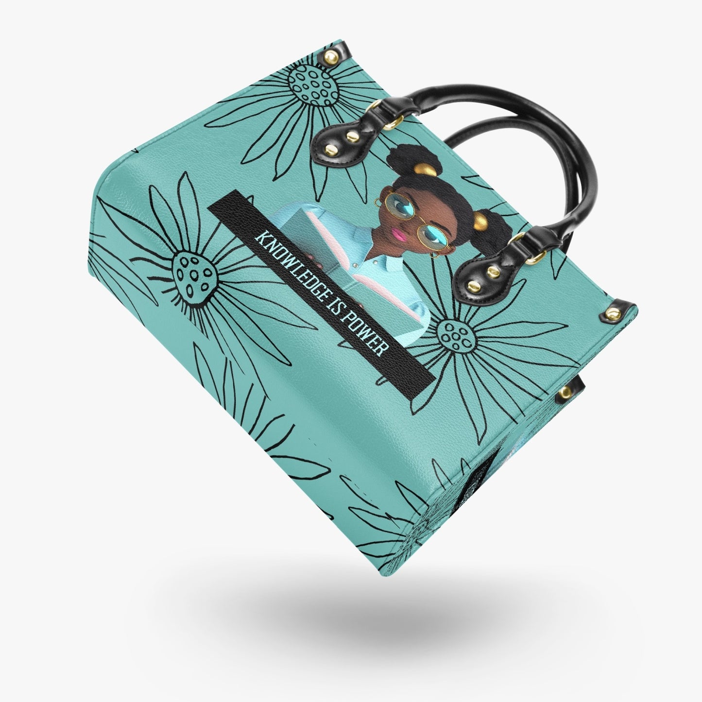 Knowledge is Power Turquoise Tote Bag