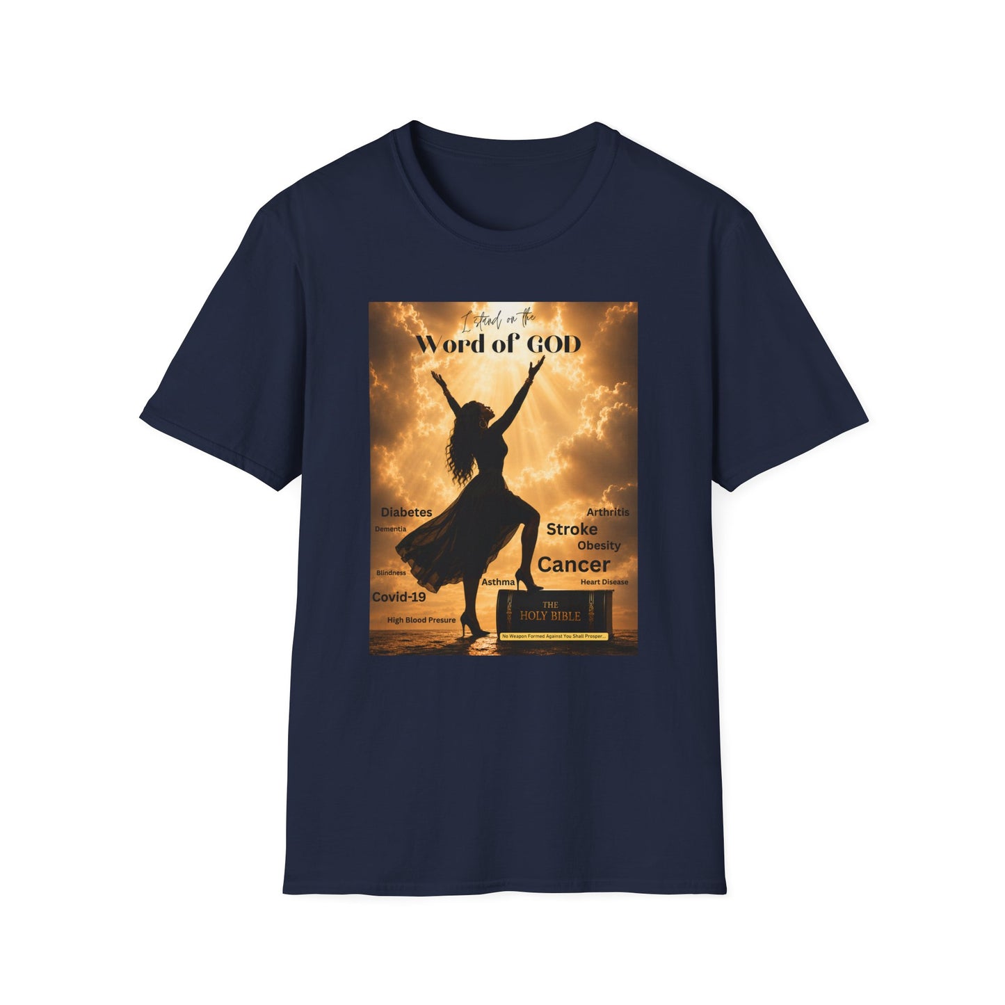 Faith Graphic T-Shirt — ‘I Stand on the Word of GOD’ Inspirational Praise Design
