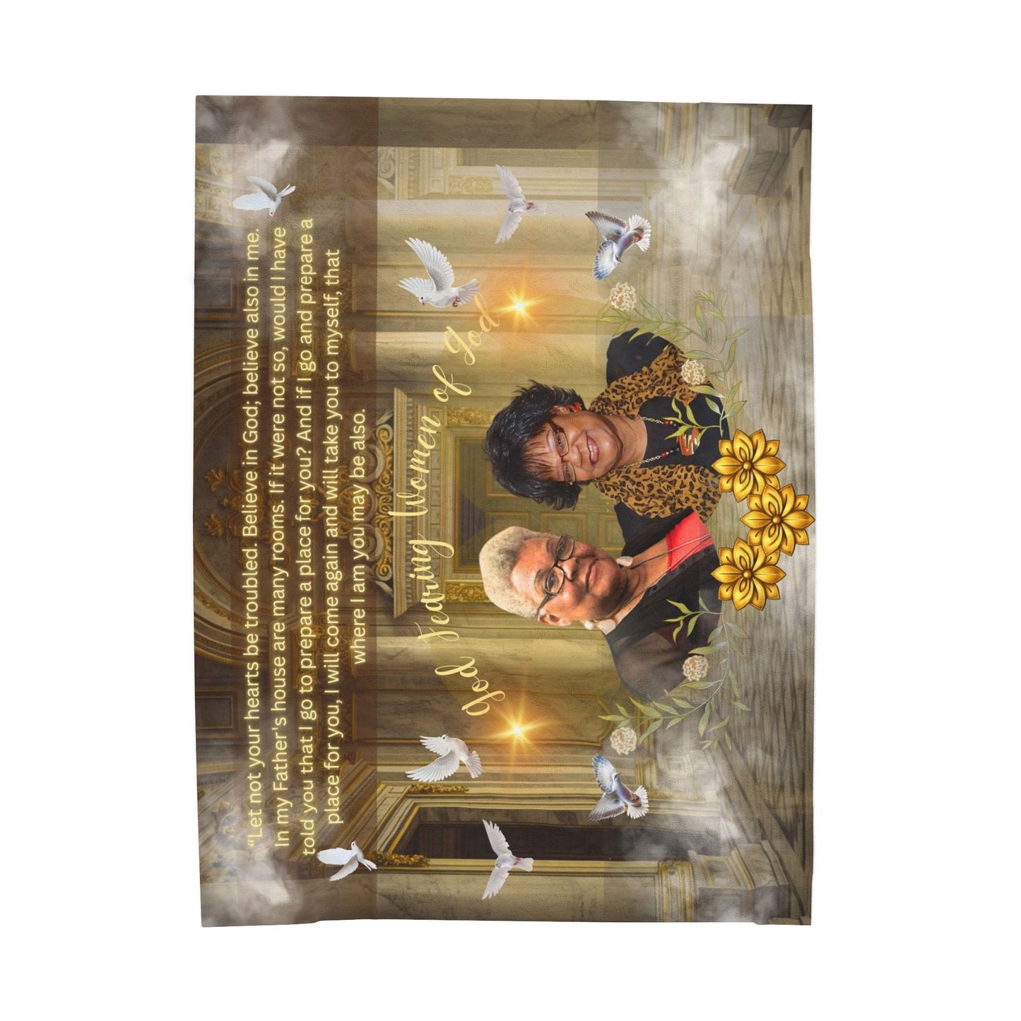 Memorial Photo Velveteen Blanket – Personalized Tribute Throw with Doves & Loving Memory Text