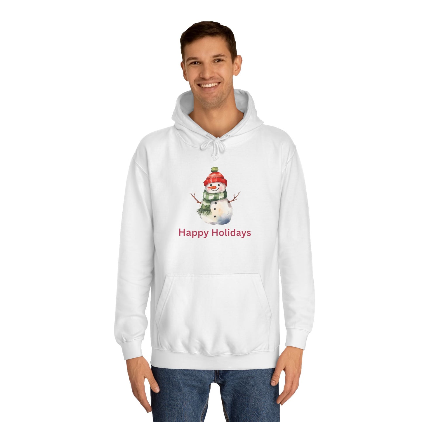 Happy Holidays Snowman Unisex College Hoodie