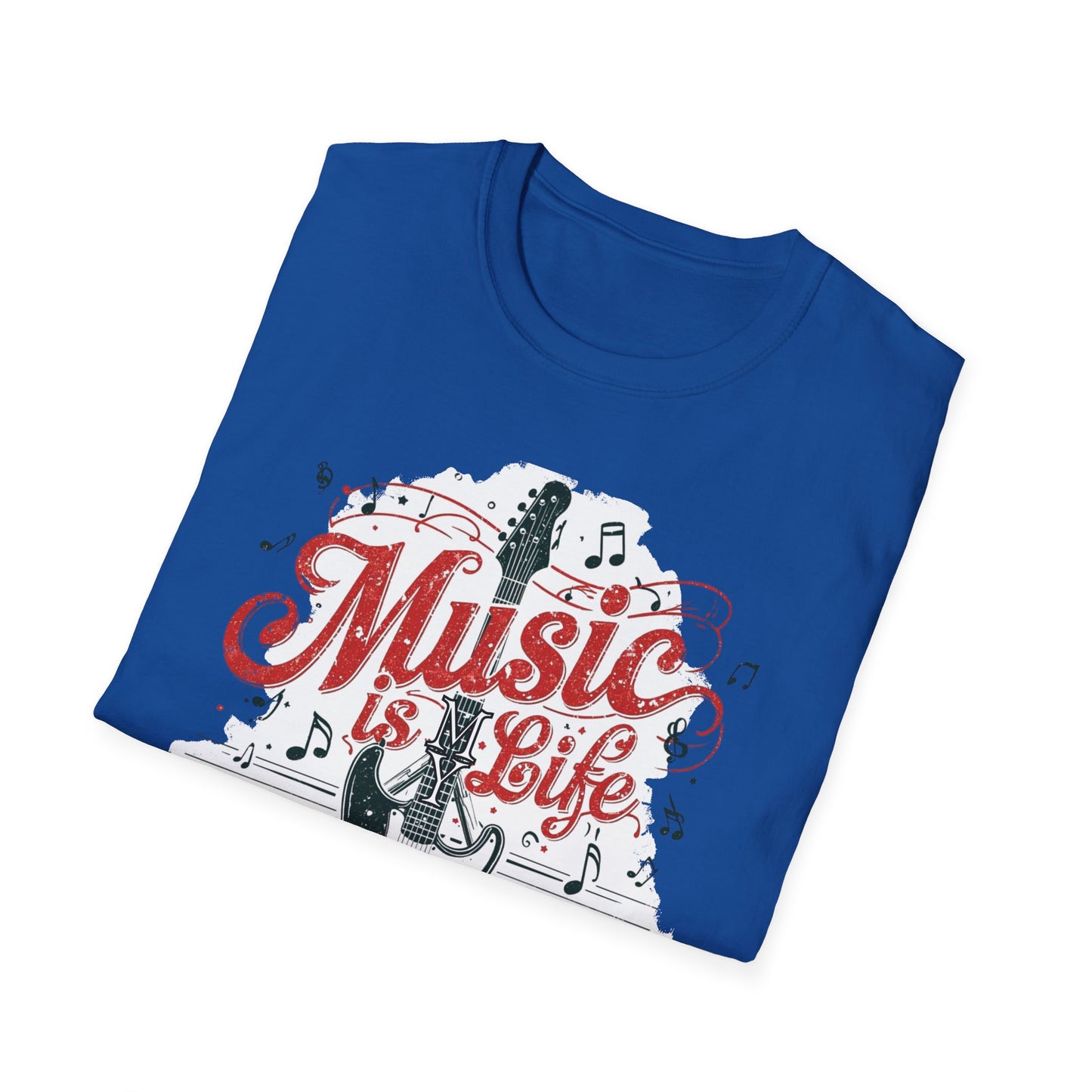 Music Is My Life Guitar T‑Shirt — Vintage Electric Guitar & Piano Music Tee