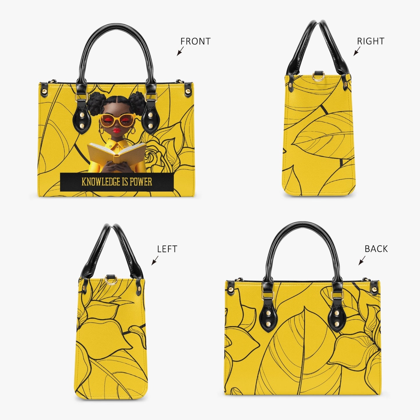 Knowledge is Power Yellow Tote Bag