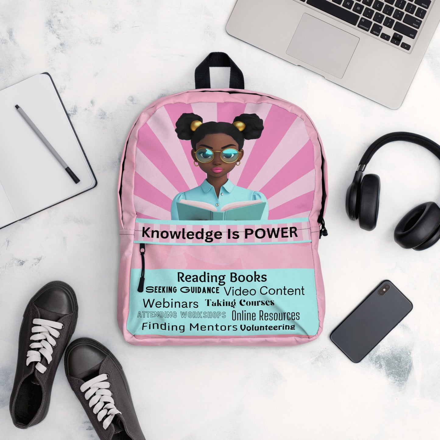 Knowledge is Power Backpack - Pink BK