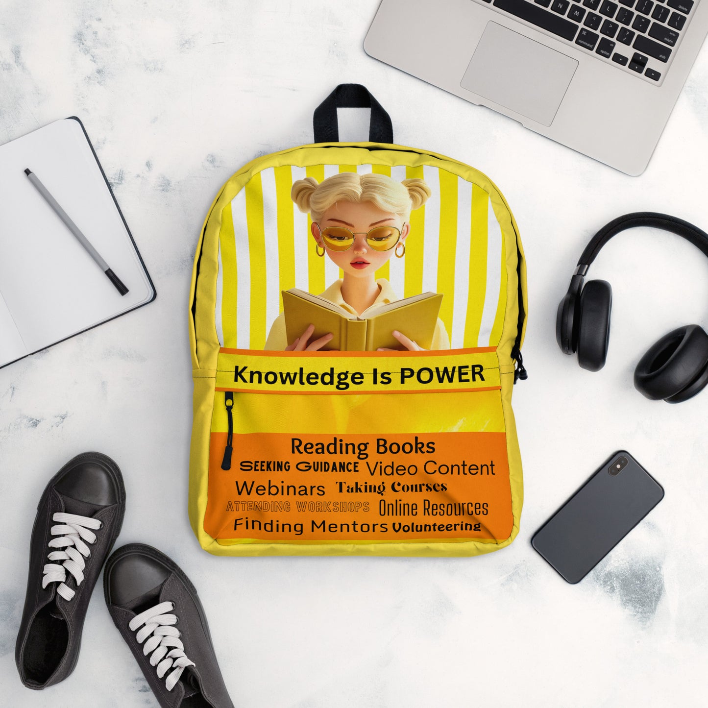 Knowledge is Power Backpack - Yellow WT