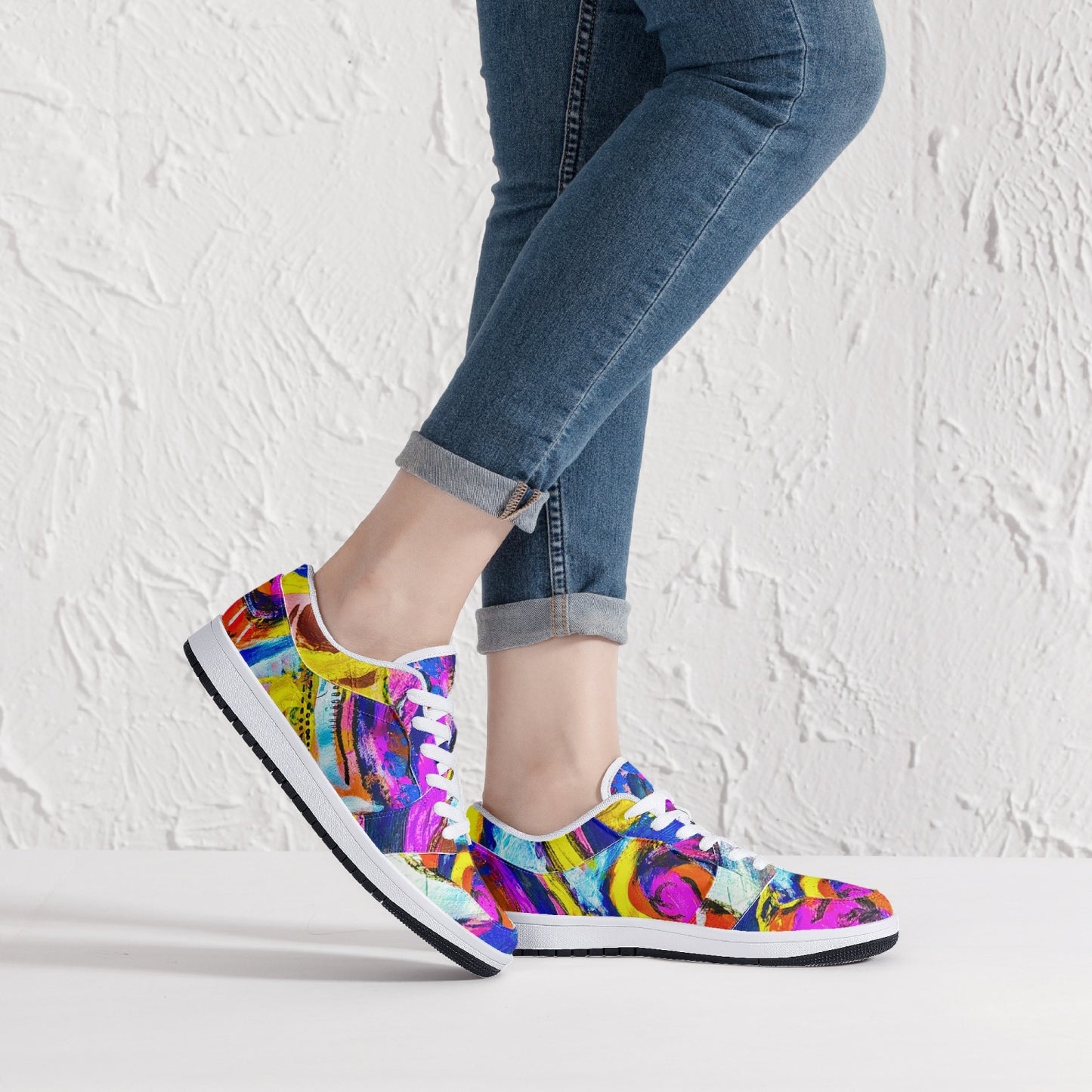 Rhythm of Life  Low-Top Leather Sneakers - White/Black